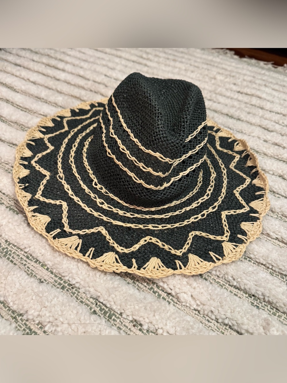 NWT August Hat Company Green Straw Lacy Cowgirl Sun Hat - One Size